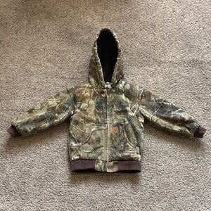 Carhartt Camo Jacket Youth XS 6 Insulated Realtree Hooded Canvas Mossy Oak
